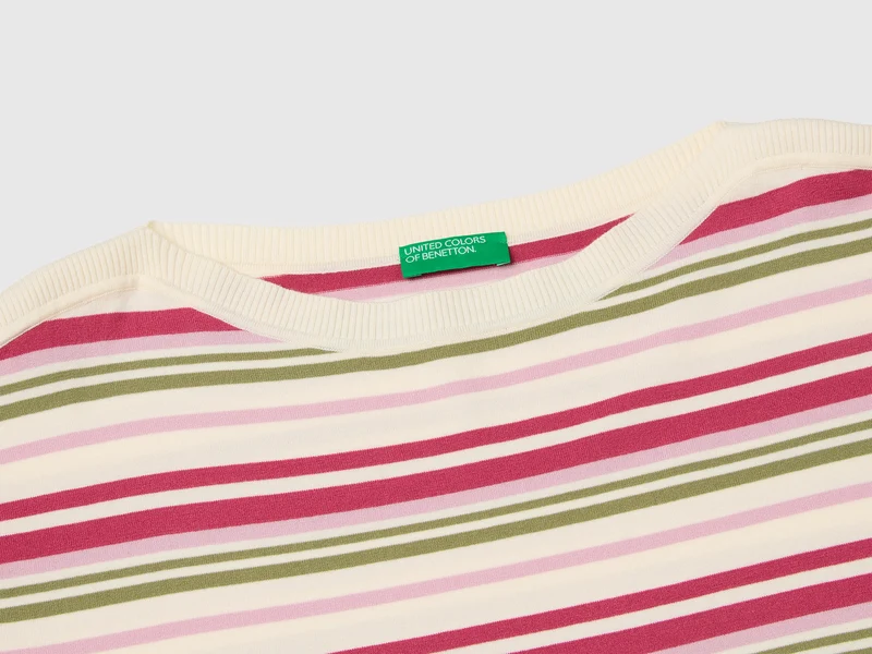 Gestreifter Pullover mit U-Boot-Ausschnitt