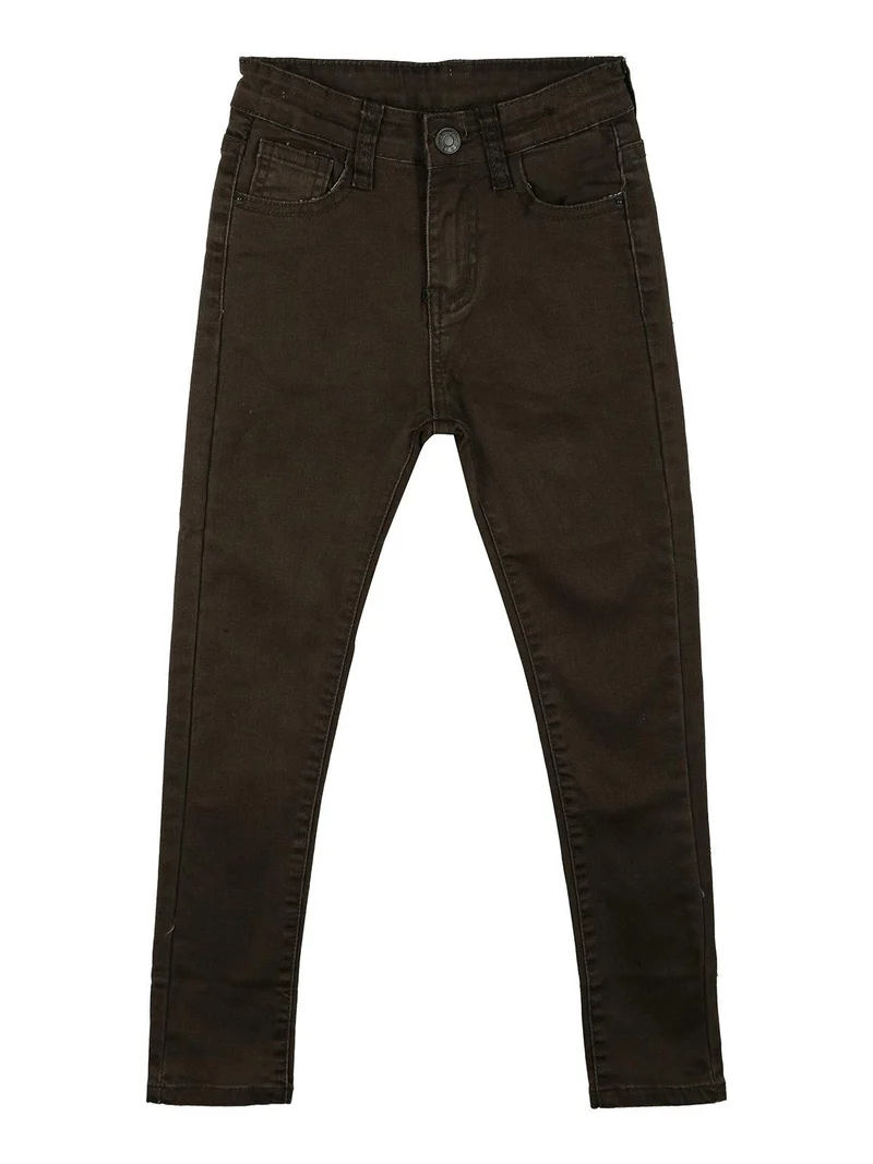 Pantaloni skinny bambina modello jeans - marrone