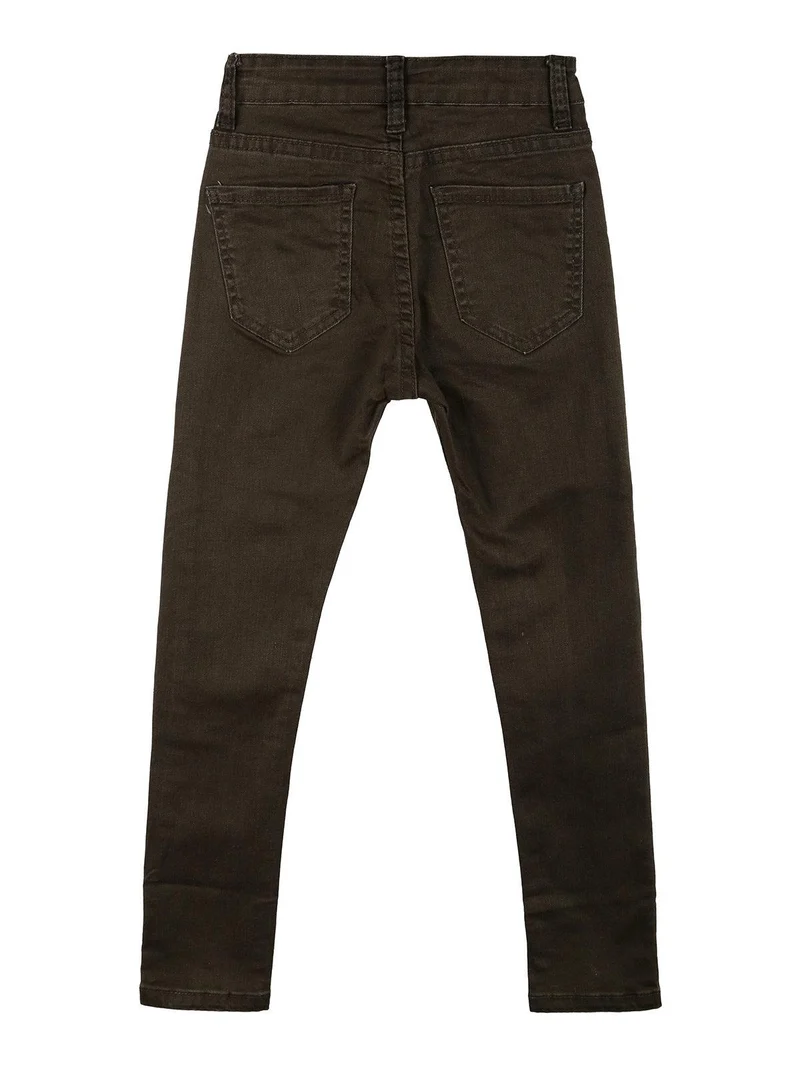 Pantaloni skinny bambina modello jeans - marrone
