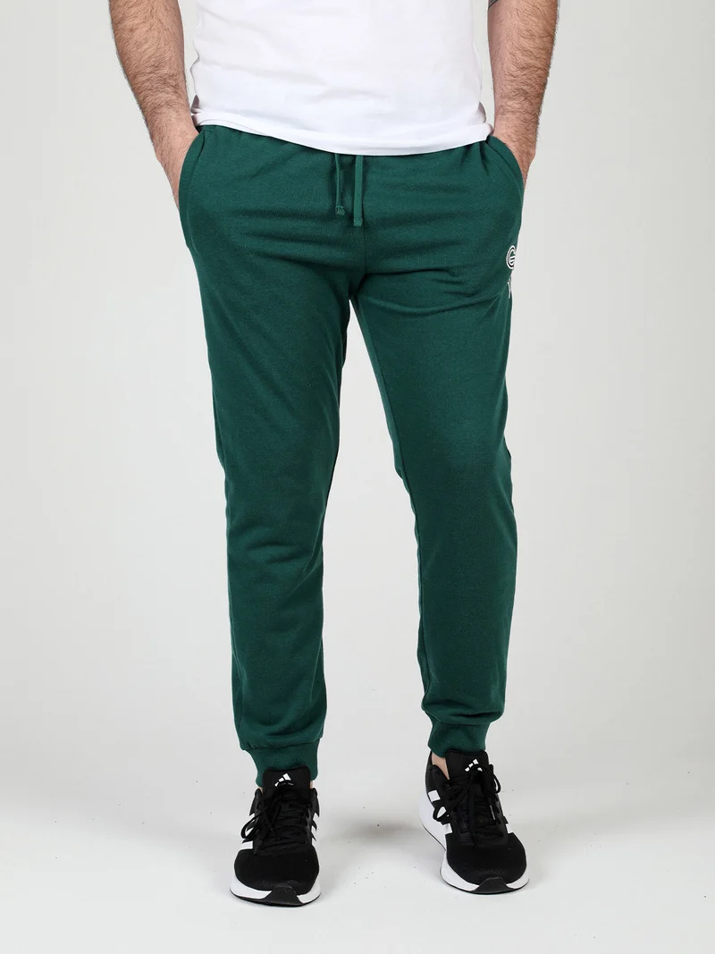 Pantaloni sportivi da uomo in felpa con polsini - verde