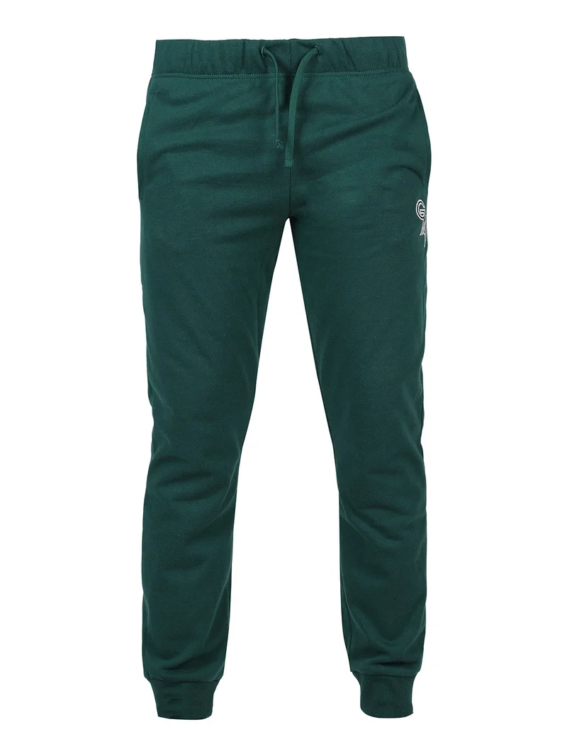 Pantaloni sportivi da uomo in felpa con polsini - verde