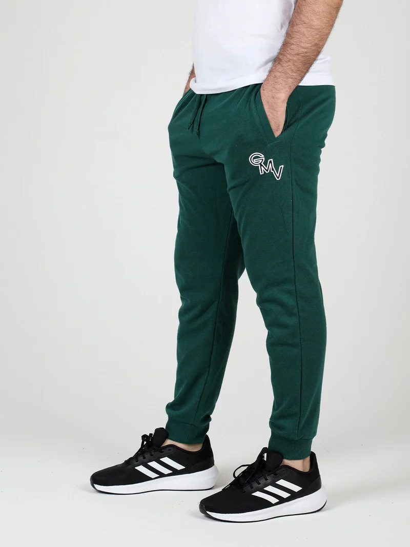 Pantaloni sportivi da uomo in felpa con polsini - verde