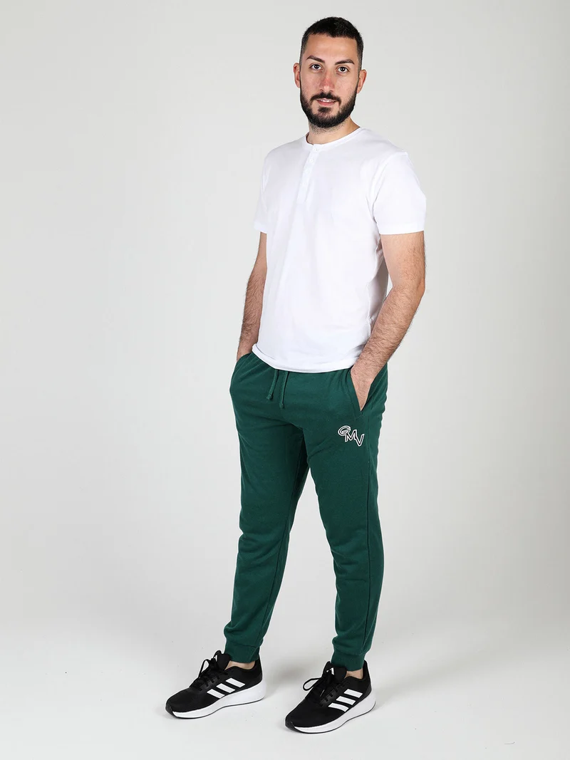 Pantaloni sportivi da uomo in felpa con polsini - verde