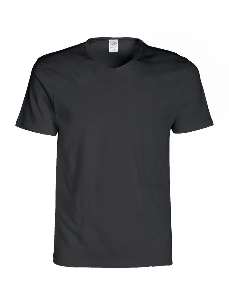 T-shirt intima uomo scollo V in cotone bielastico - nero