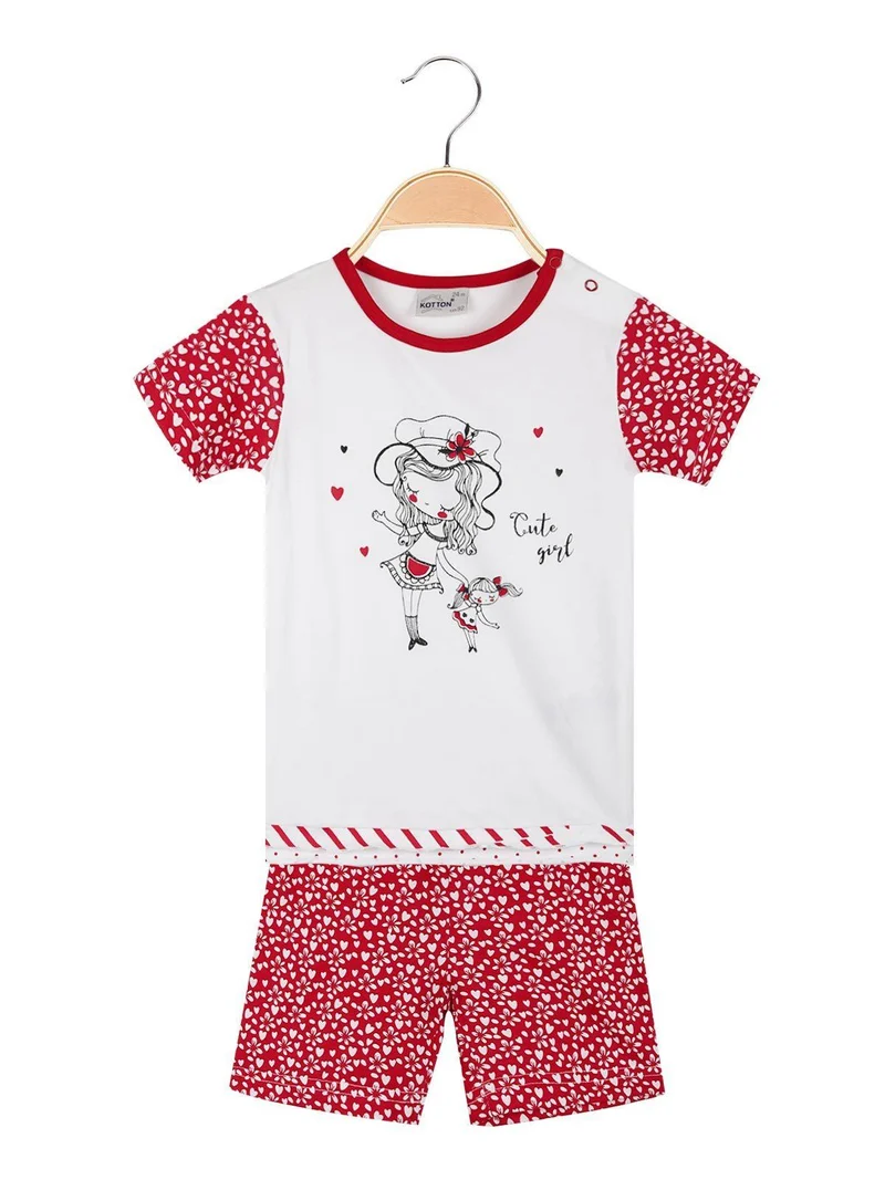 Pigiama corto da neonata in cotone - rosso