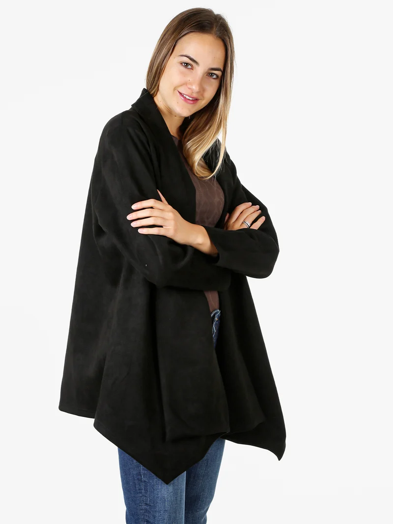 Blazer donna aperto in tessuto scamosciato linea curvy - nero