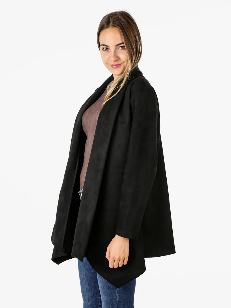 Blazer donna aperto in tessuto scamosciato linea curvy - nero
