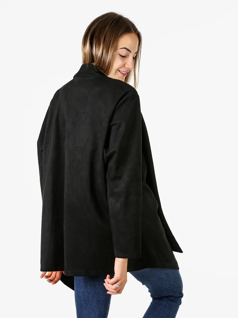 Blazer donna aperto in tessuto scamosciato linea curvy - nero
