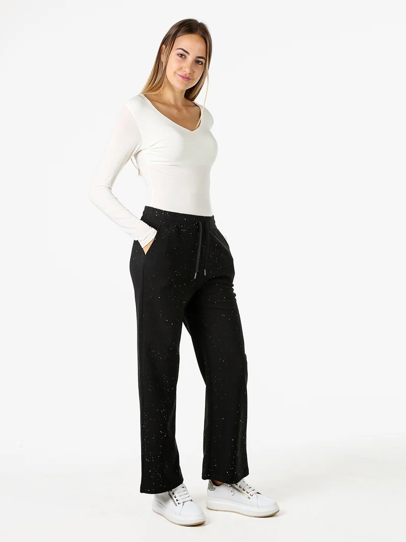 T-shirt donna a maniche lunghe con scollo a V - panna