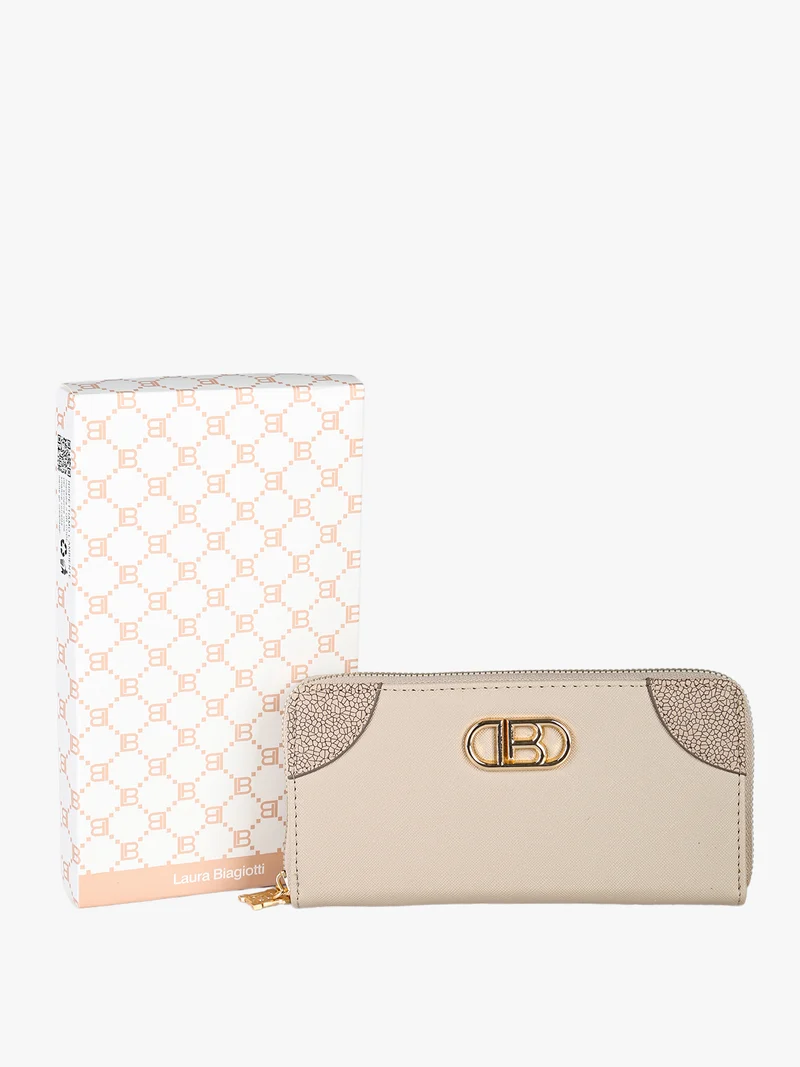 Portafoglio donna in ecopelle con logo dorato - fango