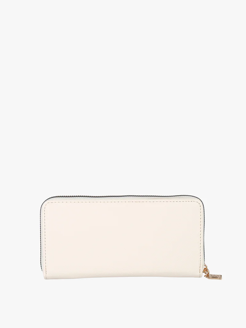 Portafoglio donna in ecopelle con logo dorato - beige