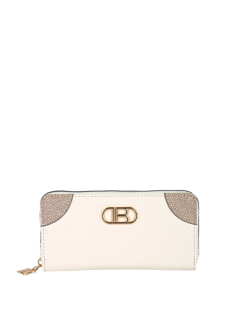 Portafoglio donna in ecopelle con logo dorato - beige