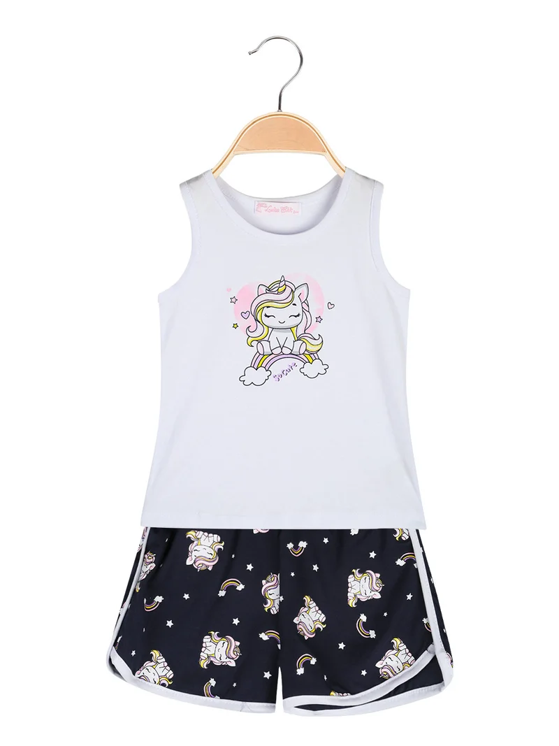 Completo corto da neonata con canotta e shorts - bianco