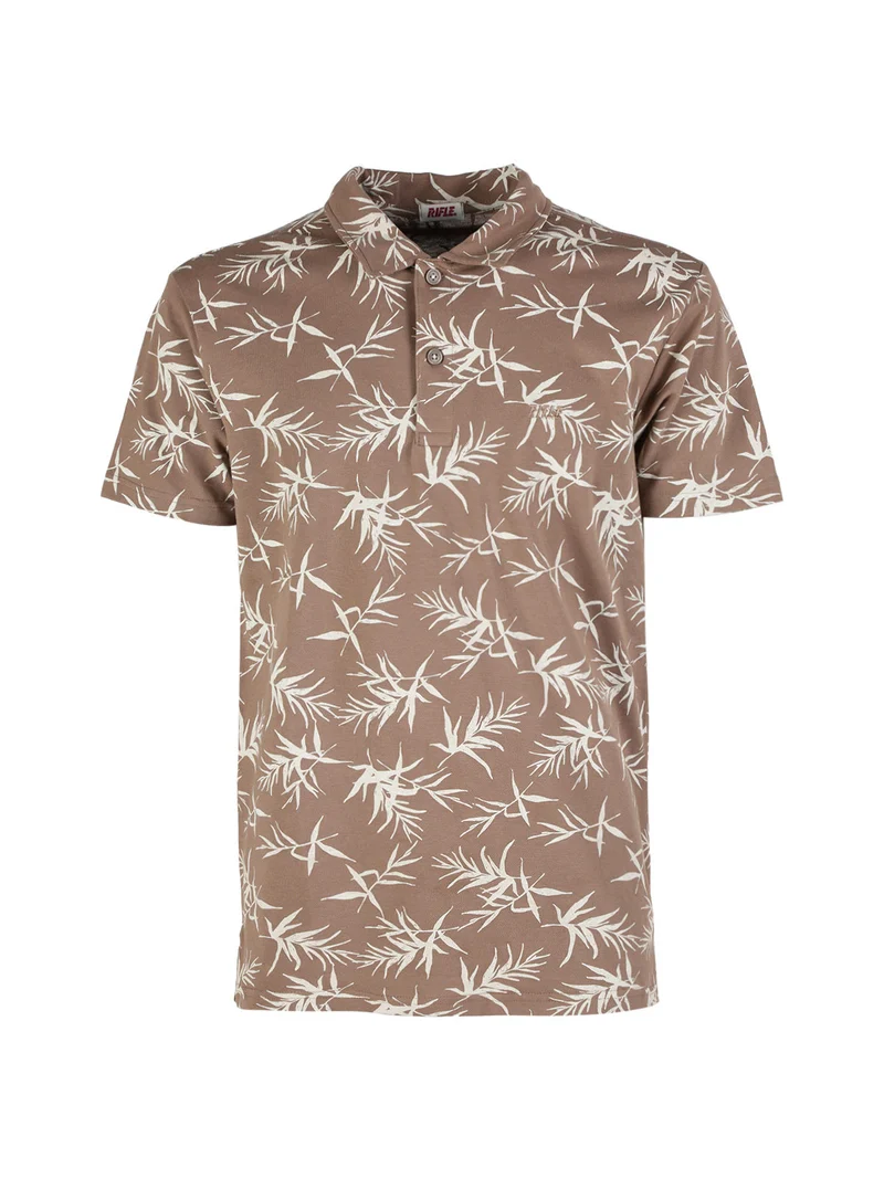 Polo da uomo in cotone a maniche corte con stampe - marrone