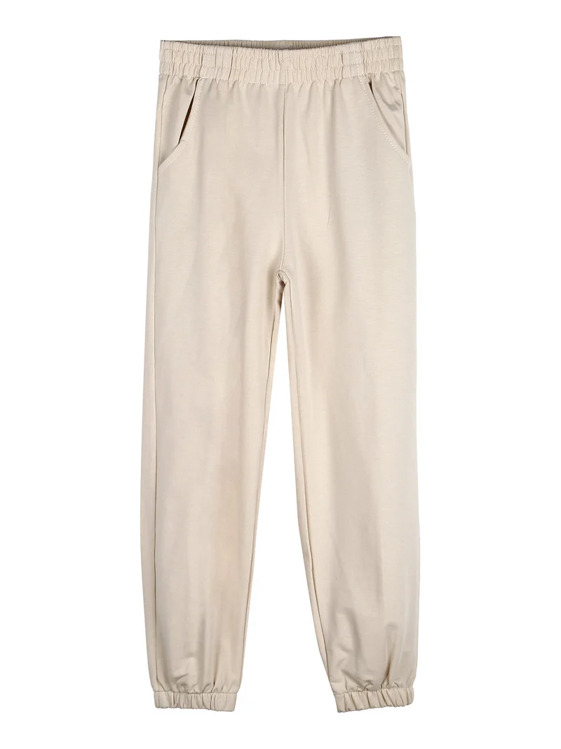 Completo tuta 3 pezzi da bambina con farfalle di strass cappuccio e zip - beige
