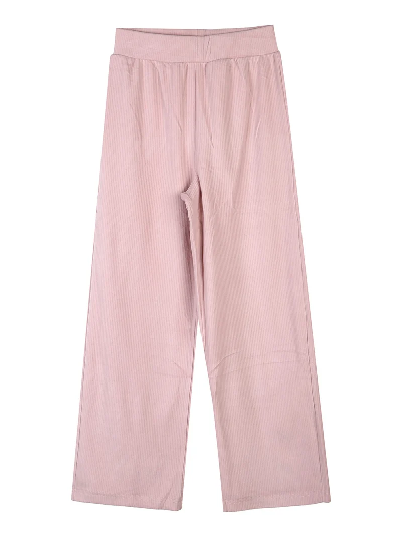 Completo 2 pezzi da bambina a coste con strass - rosa