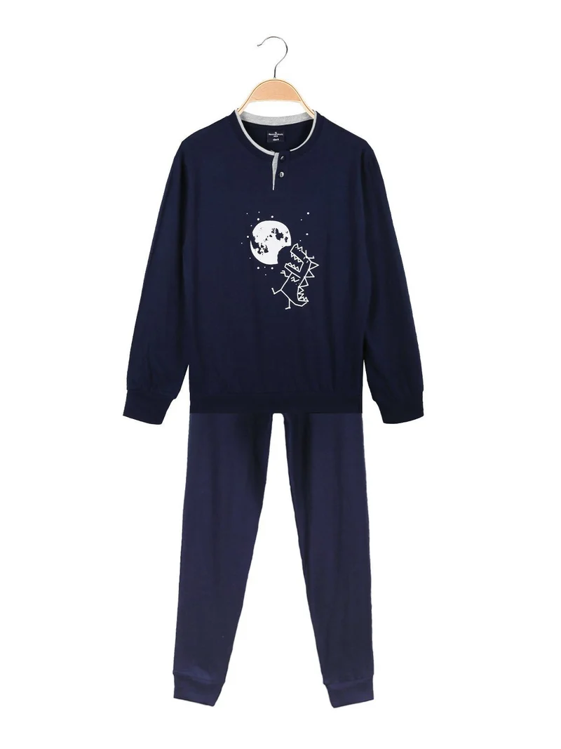 Pigiama lungo da bambino in cotone - blu