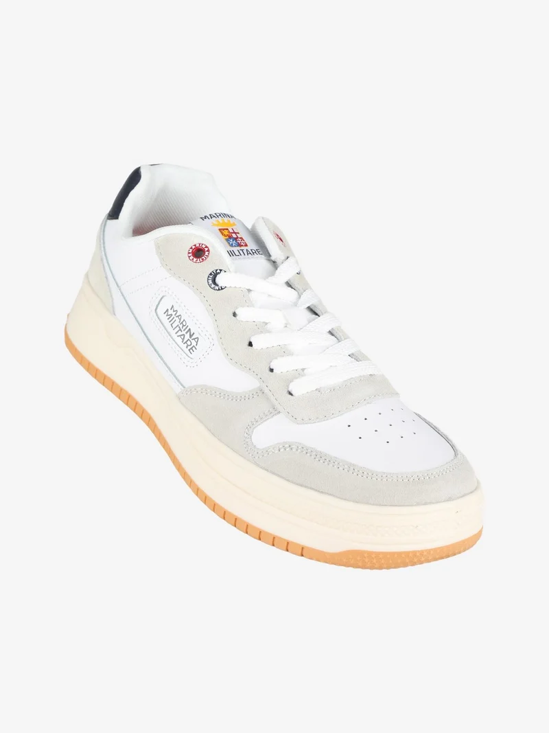 Sneakers basse in pelle da uomo - bianco