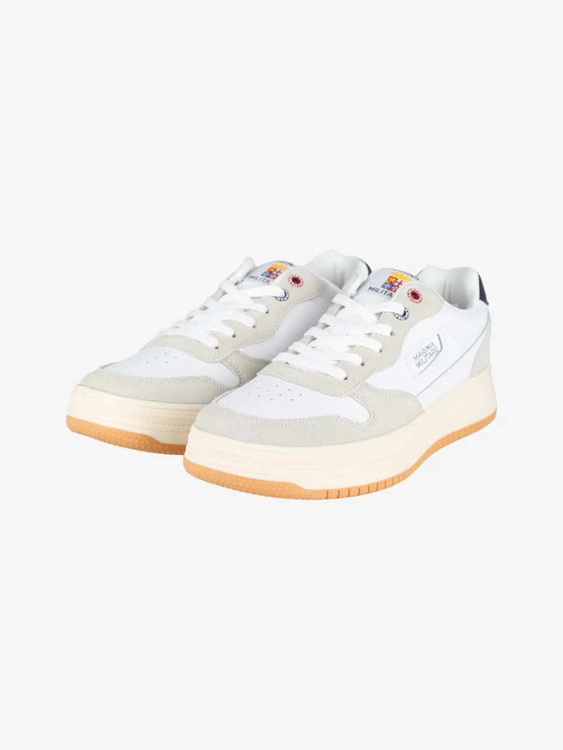 Sneakers basse in pelle da uomo - bianco