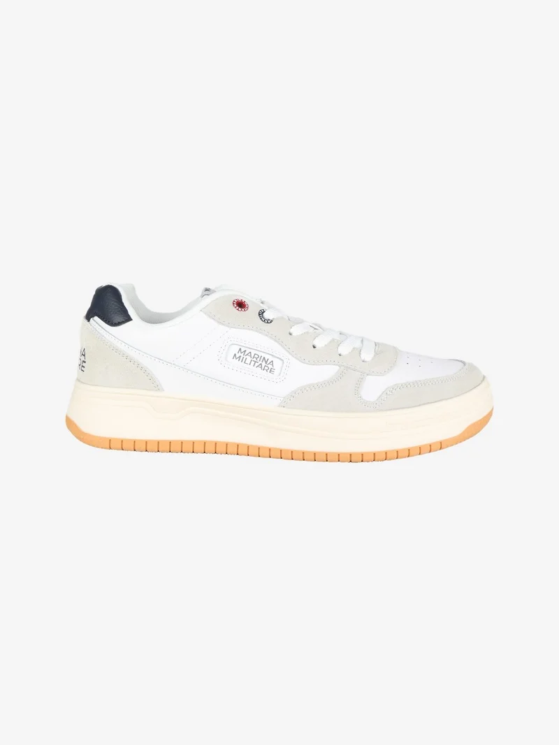 Sneakers basse in pelle da uomo - bianco