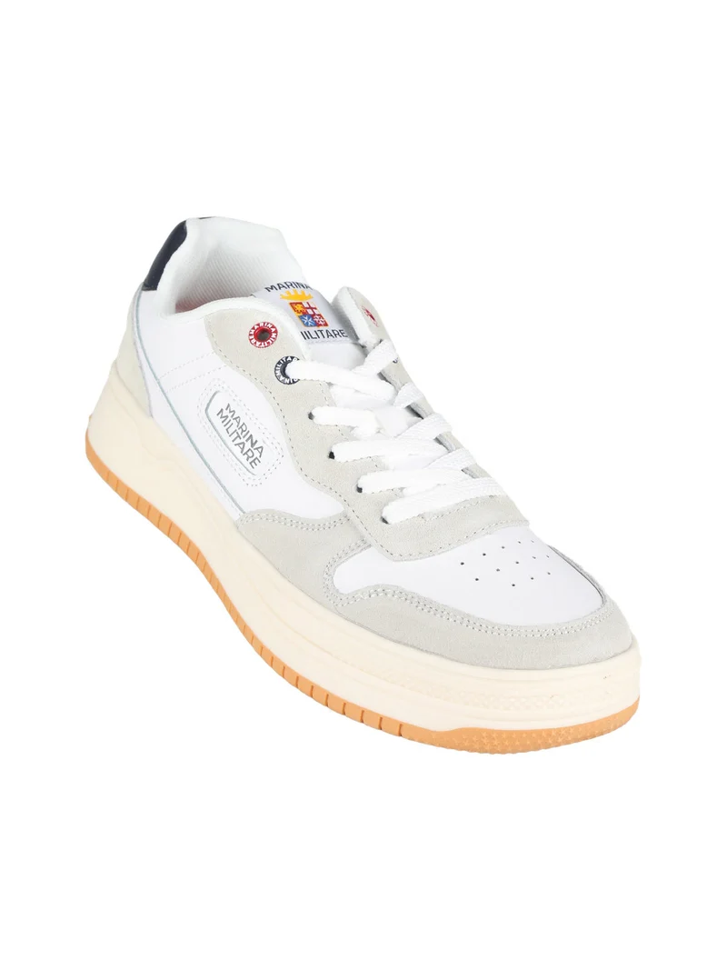 Sneakers basse in pelle da uomo - bianco