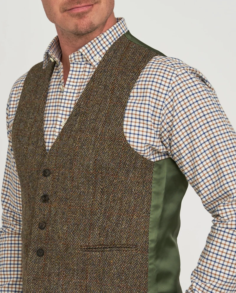 Harris Tweed Weste "Tailor" in evergreen