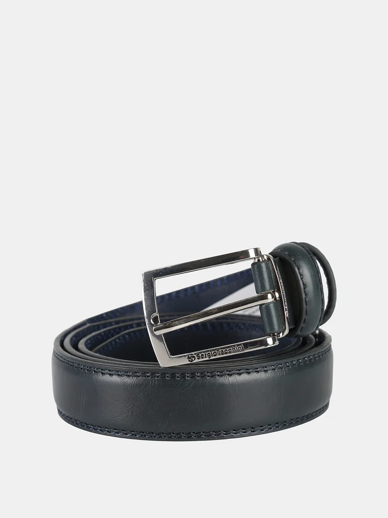 Cintura stretta da uomo con fibbia lucida - blu scuro