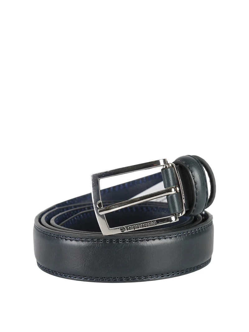 Cintura stretta da uomo con fibbia lucida - blu scuro