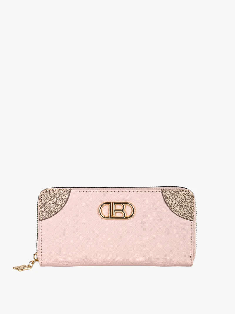 Portafoglio donna in ecopelle con logo dorato - rosa