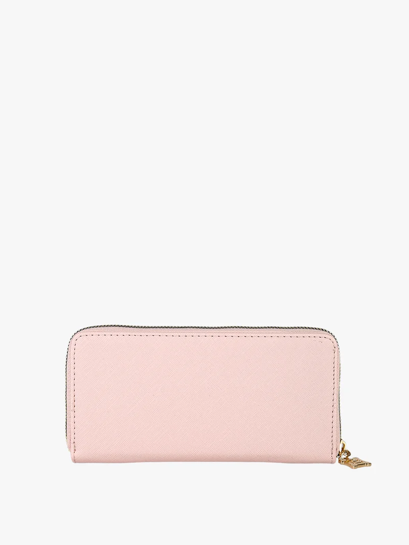 Portafoglio donna in ecopelle con logo dorato - rosa