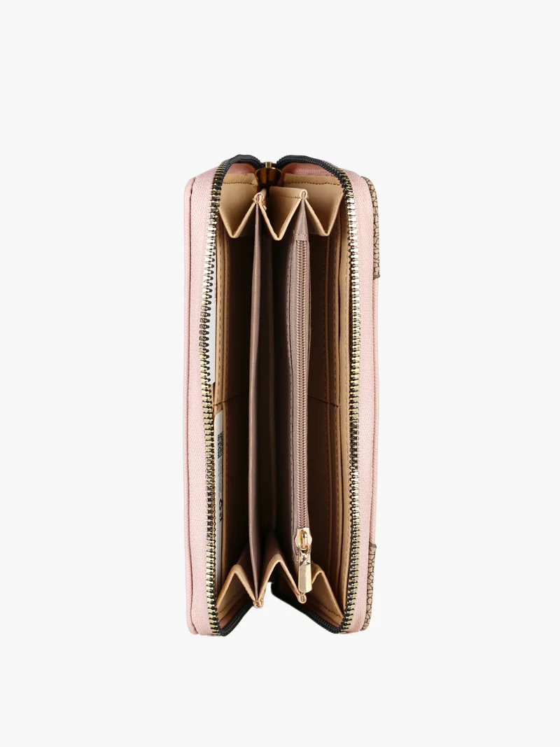 Portafoglio donna in ecopelle con logo dorato - rosa