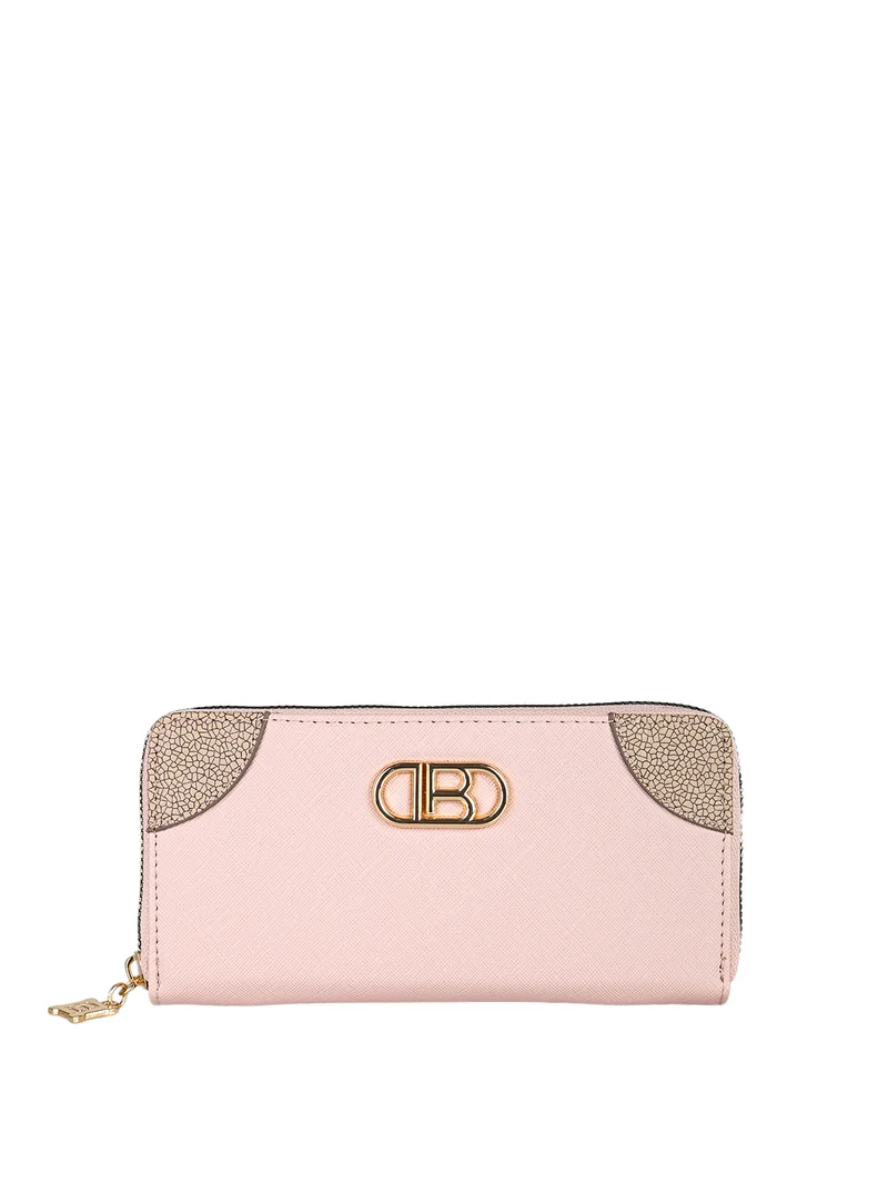Portafoglio donna in ecopelle con logo dorato - rosa