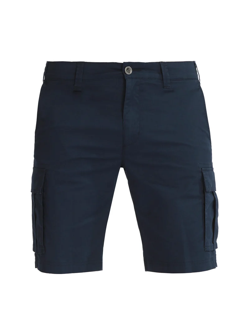 Bermuda cargo in cotone da uomo - blu scuro