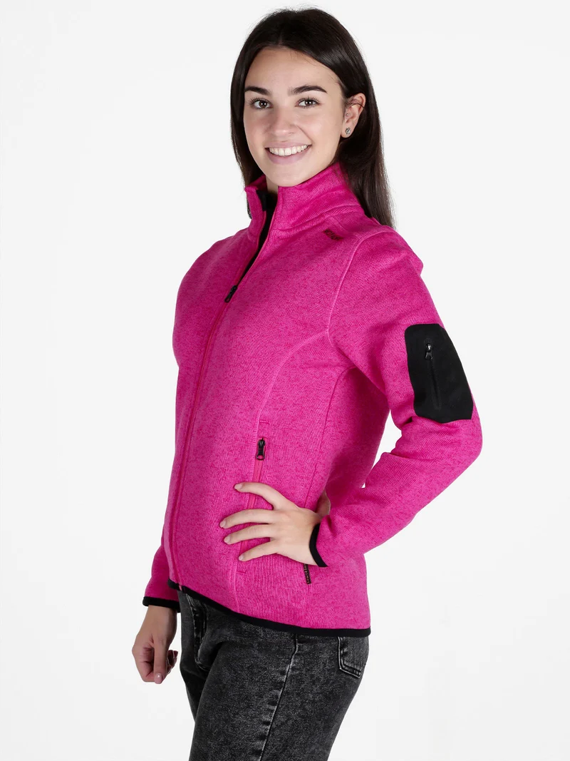Felpa donna invernale con zip - fucsia