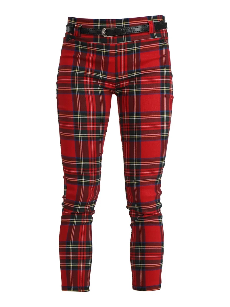 Pantaloni scozzesi da donna - rosso