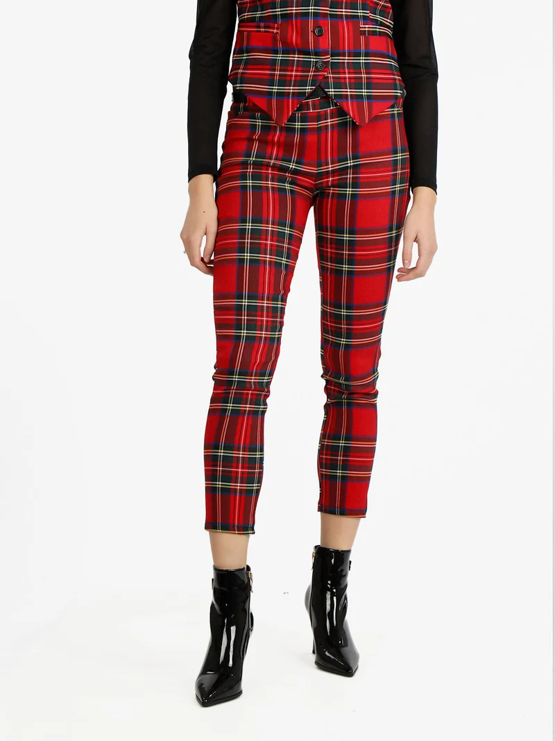 Pantaloni scozzesi da donna - rosso