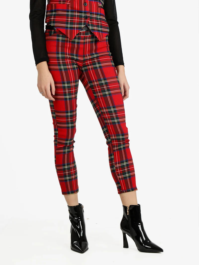 Pantaloni scozzesi da donna - rosso