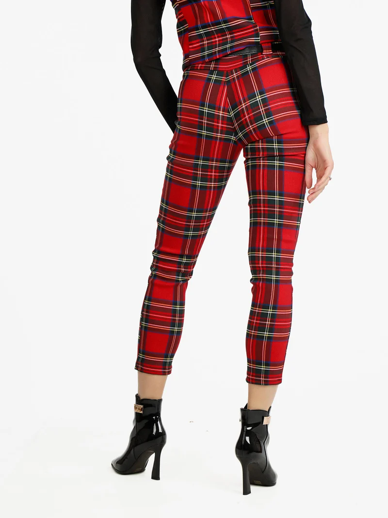 Pantaloni scozzesi da donna - rosso