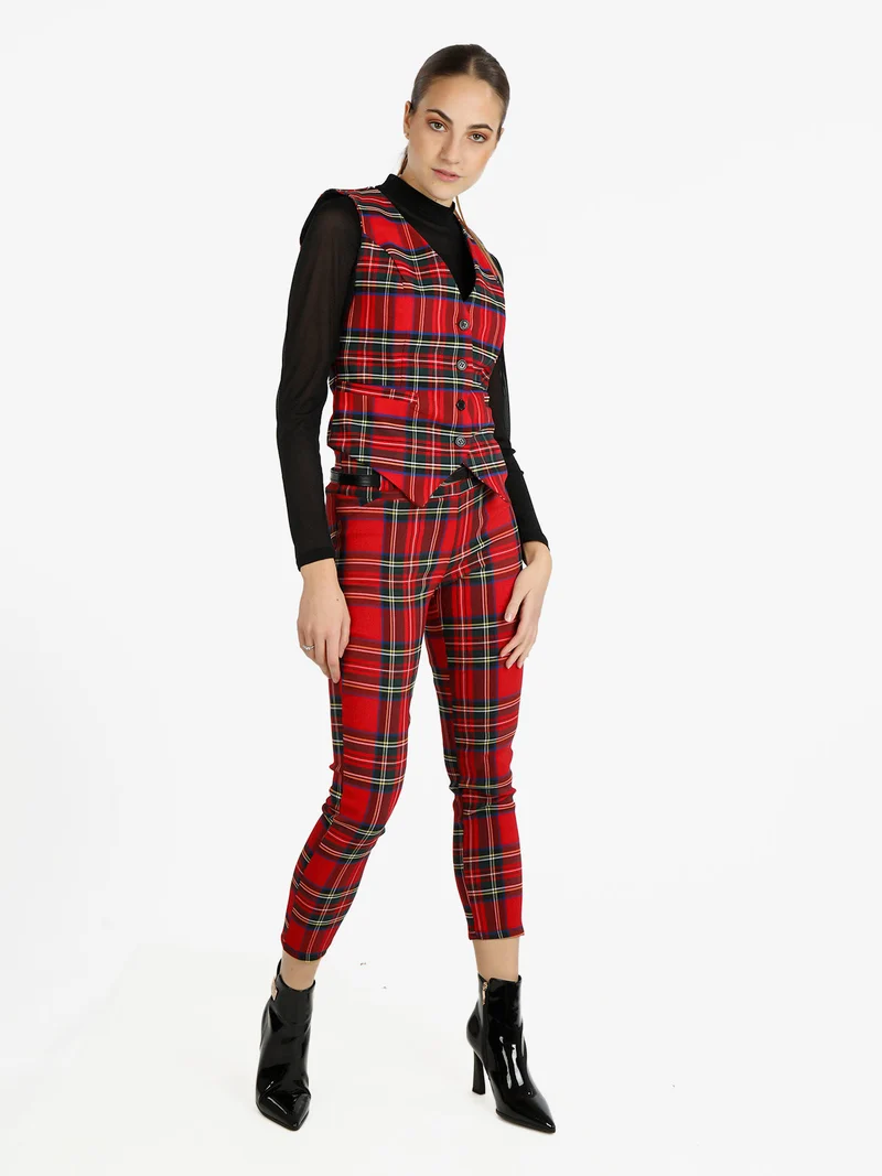 Pantaloni scozzesi da donna - rosso