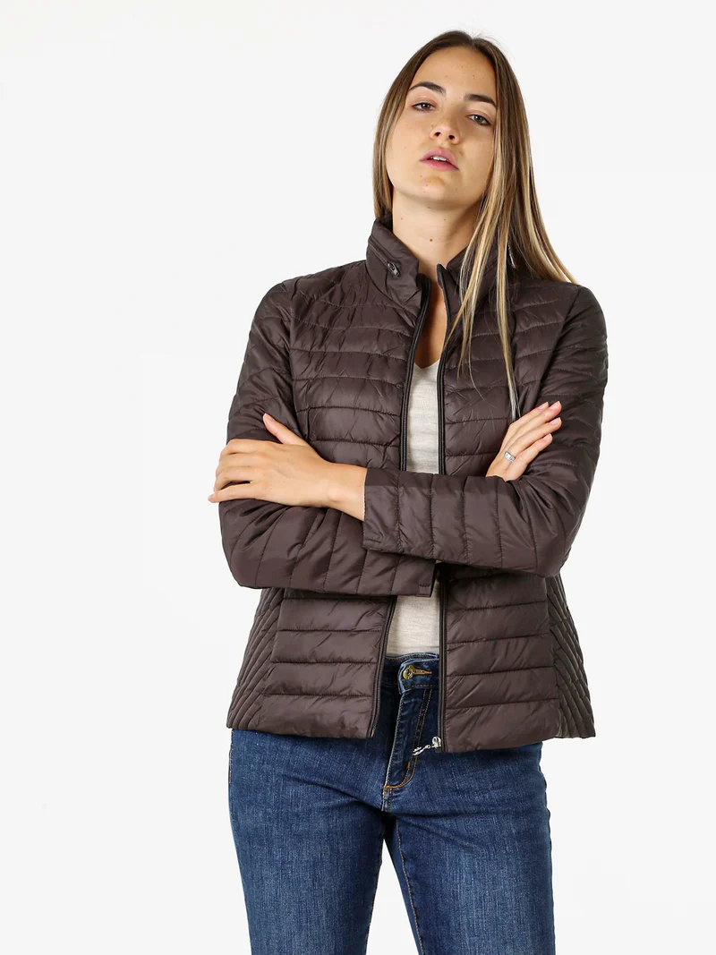 Giubbino donna modello 100 grammi con zip - moro
