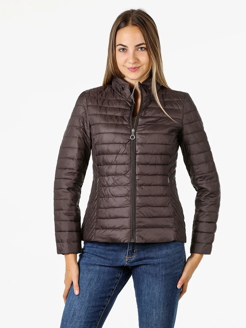 Giubbino donna modello 100 grammi con zip - moro