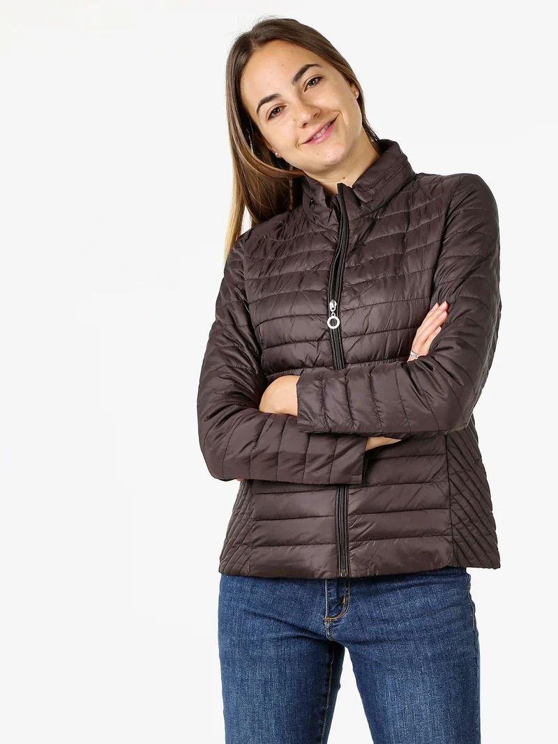 Giubbino donna modello 100 grammi con zip - moro