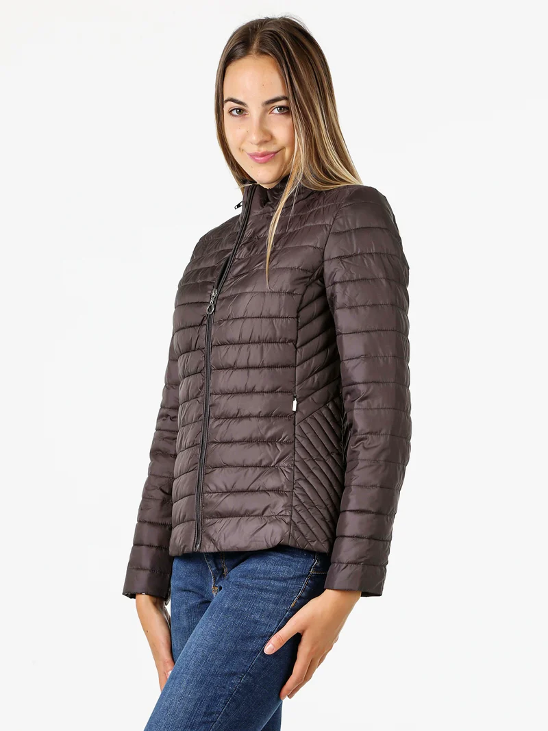 Giubbino donna modello 100 grammi con zip - moro