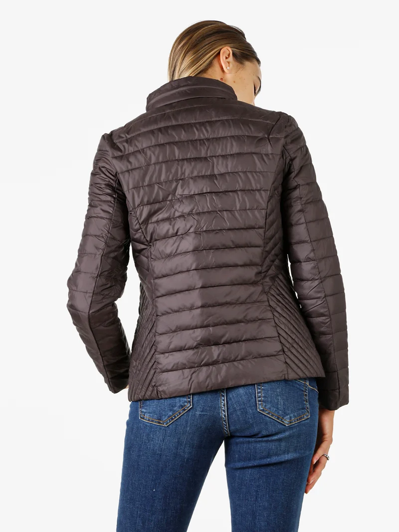 Giubbino donna modello 100 grammi con zip - moro