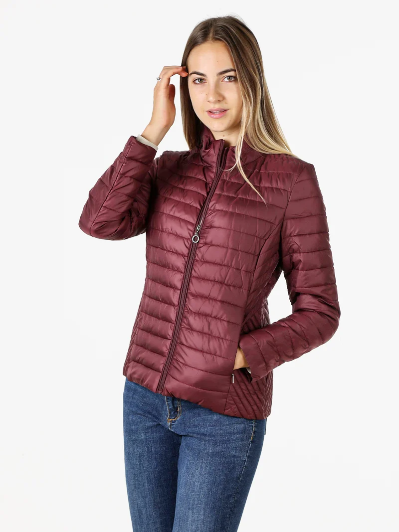 Giubbino donna modello 100 grammi con zip - bordeaux