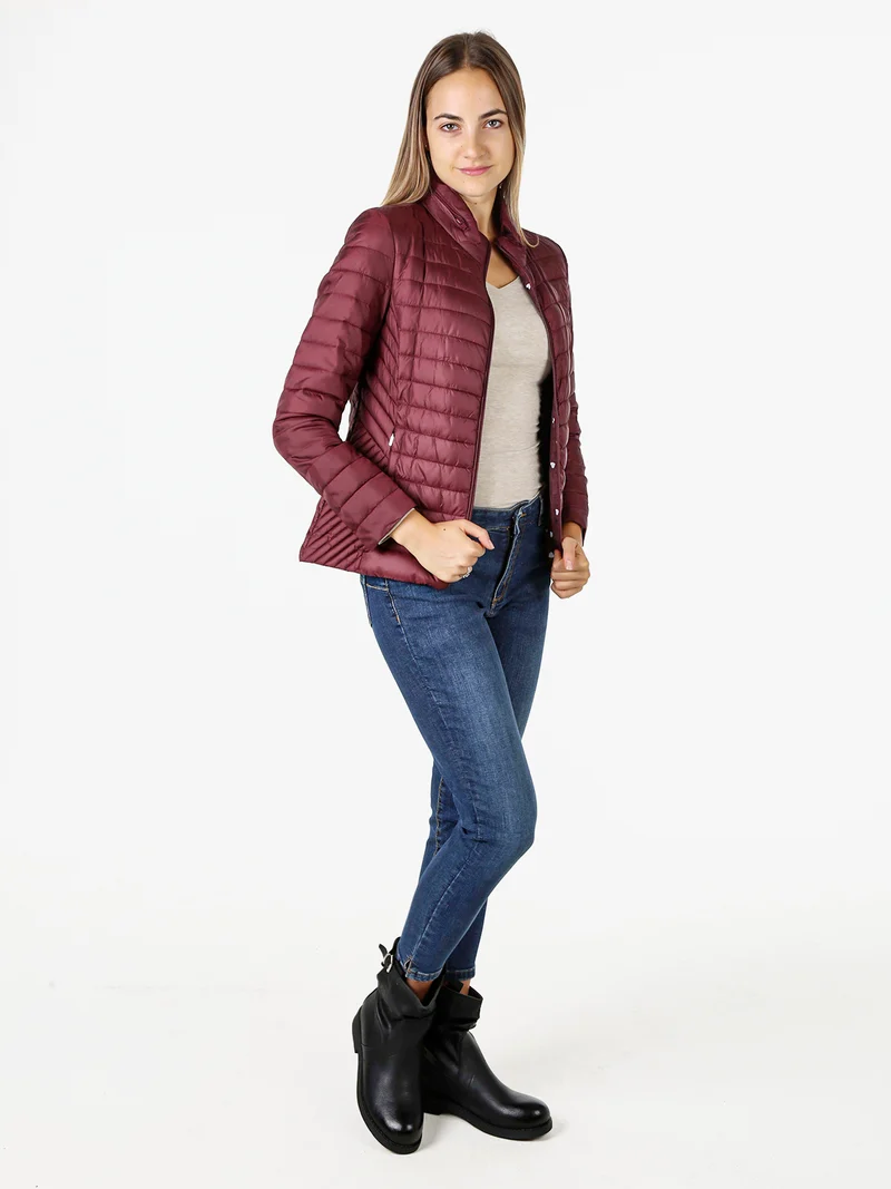 Giubbino donna modello 100 grammi con zip - bordeaux