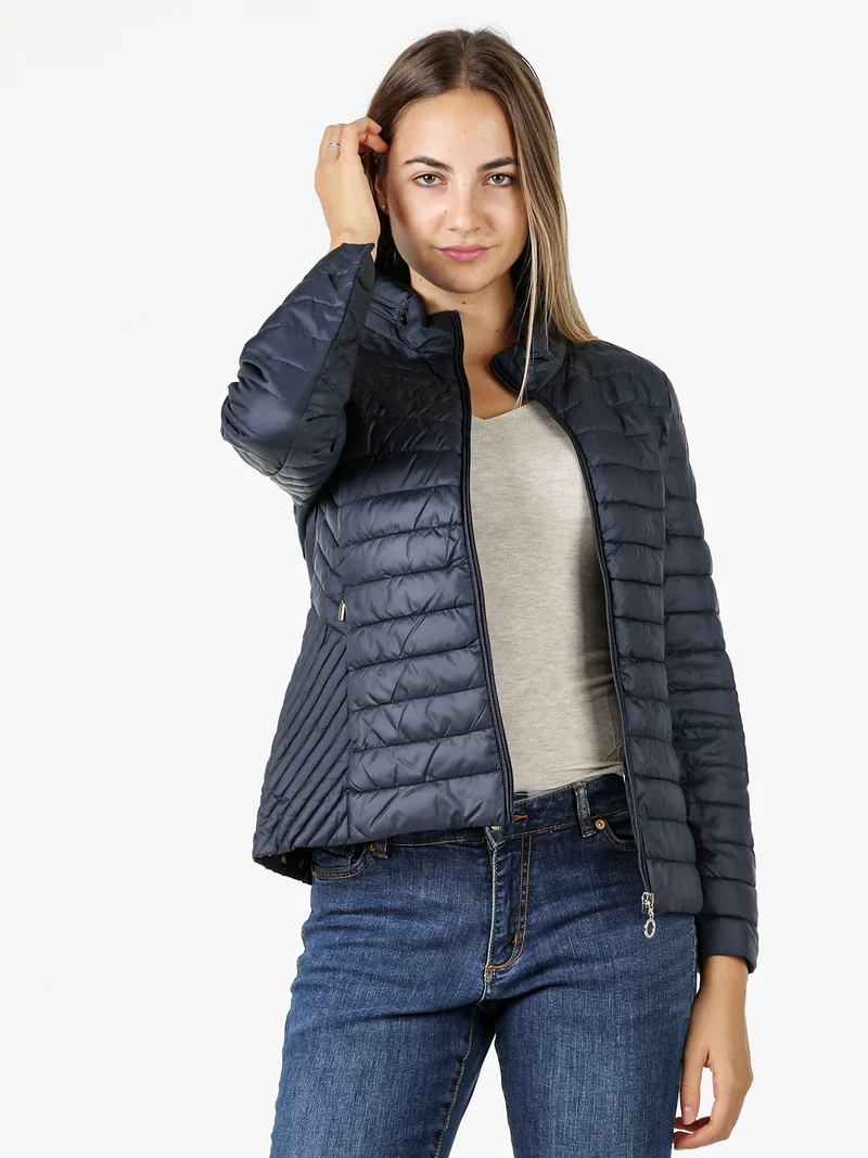 Giubbino donna modello 100 grammi con zip - blu scuro