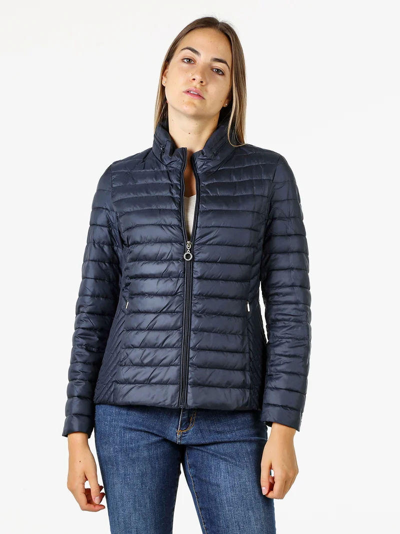 Giubbino donna modello 100 grammi con zip - blu scuro