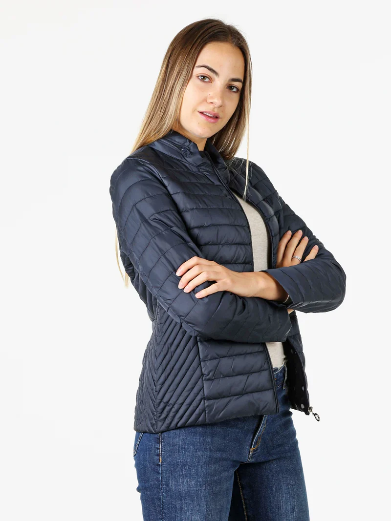 Giubbino donna modello 100 grammi con zip - blu scuro