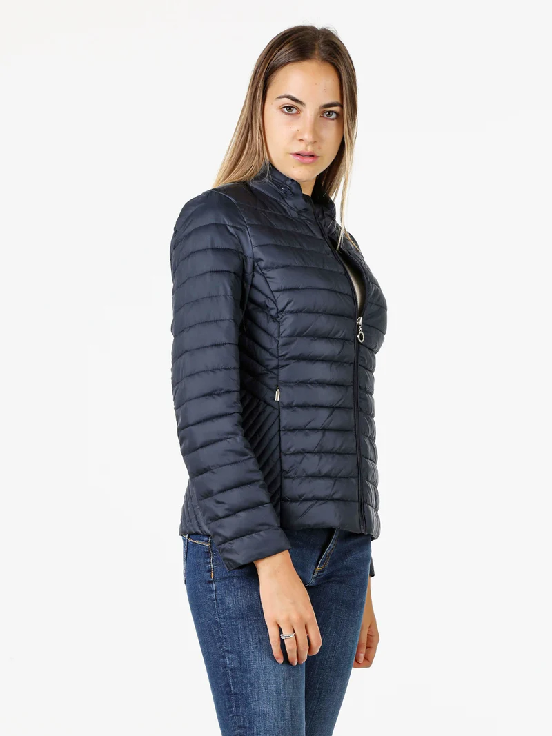 Giubbino donna modello 100 grammi con zip - blu scuro